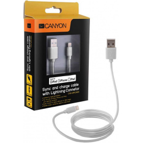 Кабель USB - Lightning, 1м, Canyon CNS-MFICAB01W