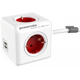 Сетевой удлинитель Allocacoc PowerCube Extended Red 2x USB