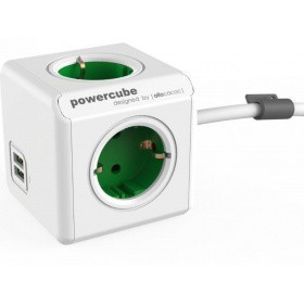 Сетевой удлинитель Allocacoc PowerCube Extended Green 2x USB