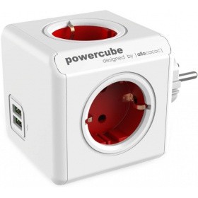 Сетевой разветвитель Allocacoc PowerСube Original Red 2x USB