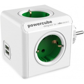 Сетевой разветвитель Allocacoc PowerСube Original Green 2x USB