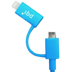 Кабель USB - microUSB/Lightning, 0.9м, PQI PQI-iCABLE-DuPlug90-BL